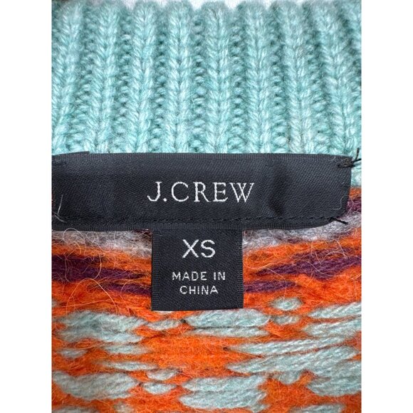 J.Crew Womens Sweater Sz XS Green Fair Isle Nordic Ski Classic Alpaca/Lambs Wool - Picture 3 of 11